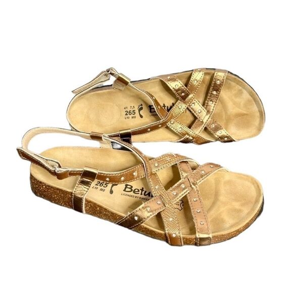 Betula metallic leather rhinestone studded strappy sandals size 41 - Picture 2 of 8